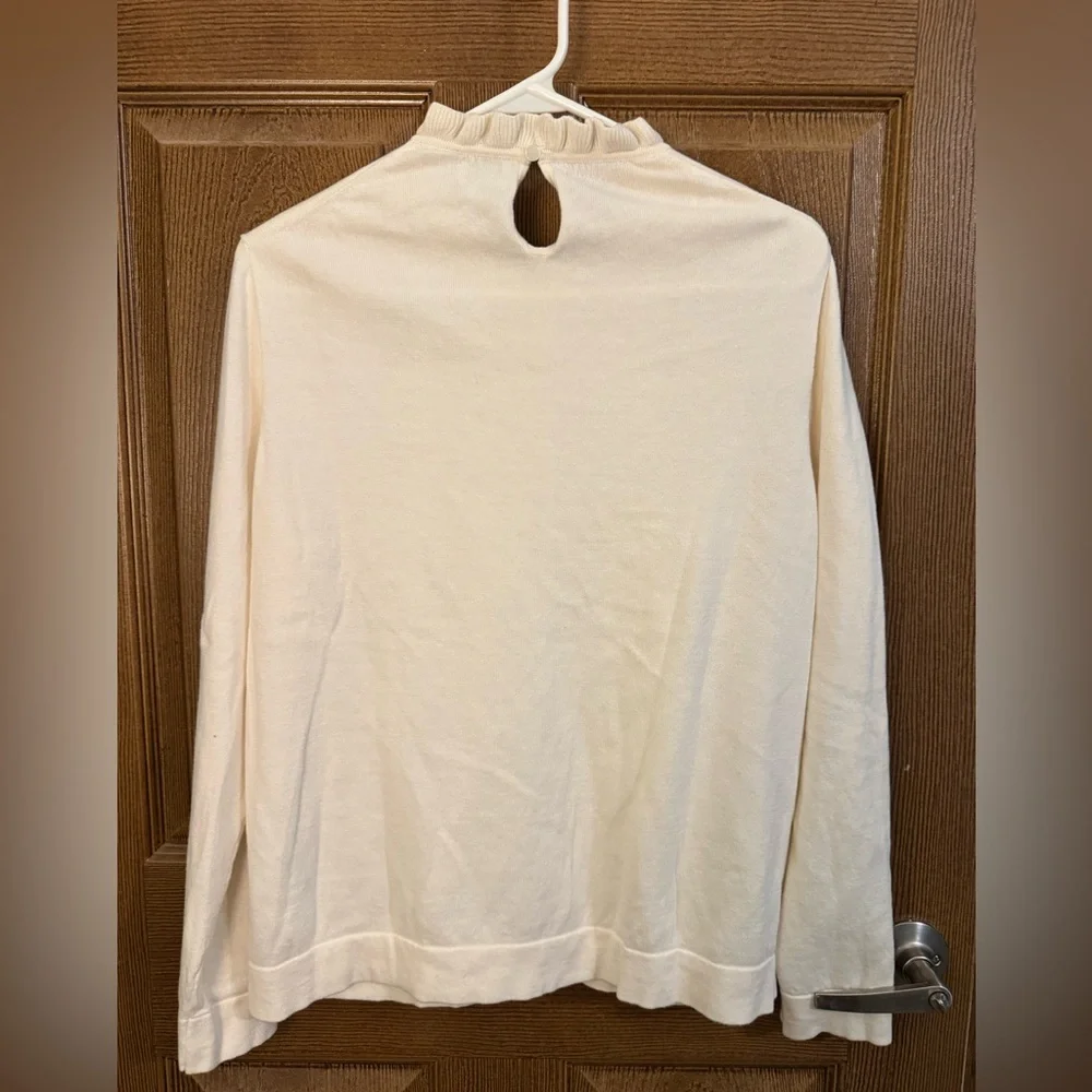 J.Crew Ivory Ruffled Neck Sweater - Picture 3 of 3